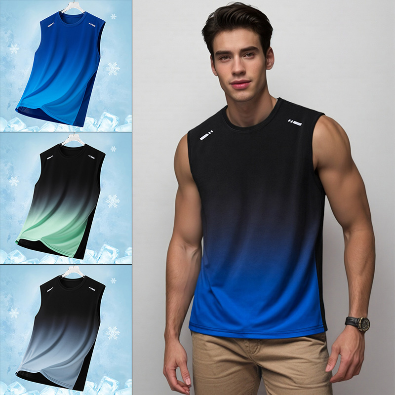 Running Gear Vest - Men Gradient Sports Vest Lightweight Sleeveless